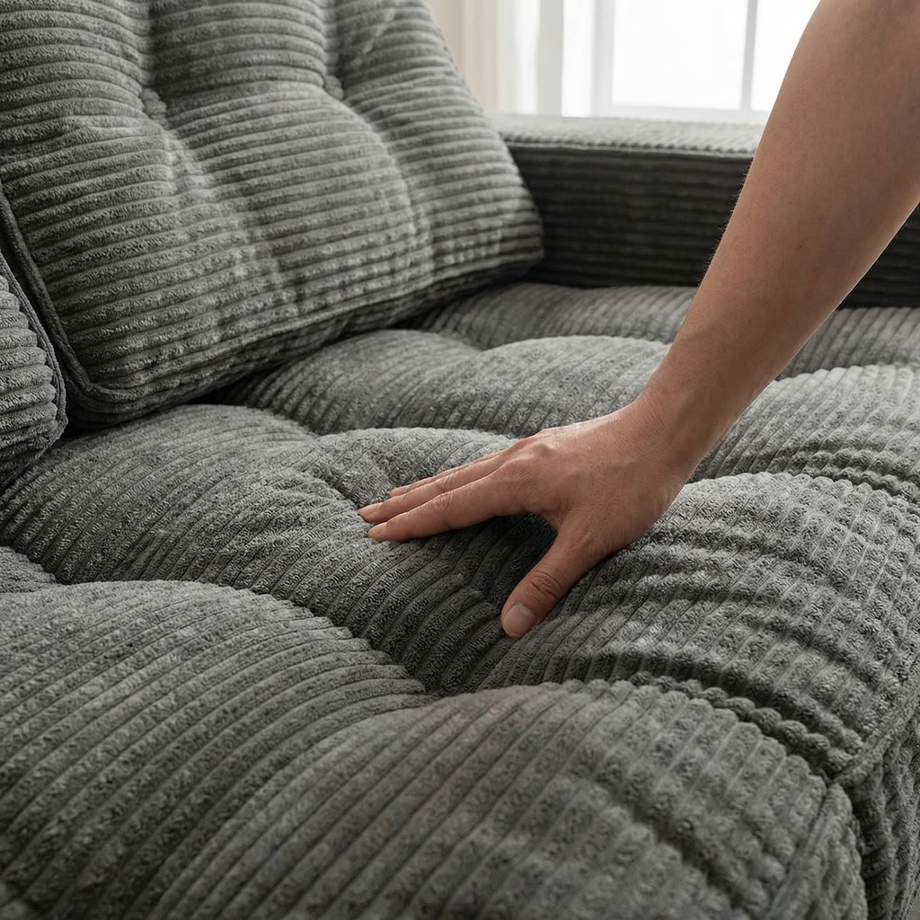 Sink into Luxe Comfort: Tufted Faux Fur Couch Bundle