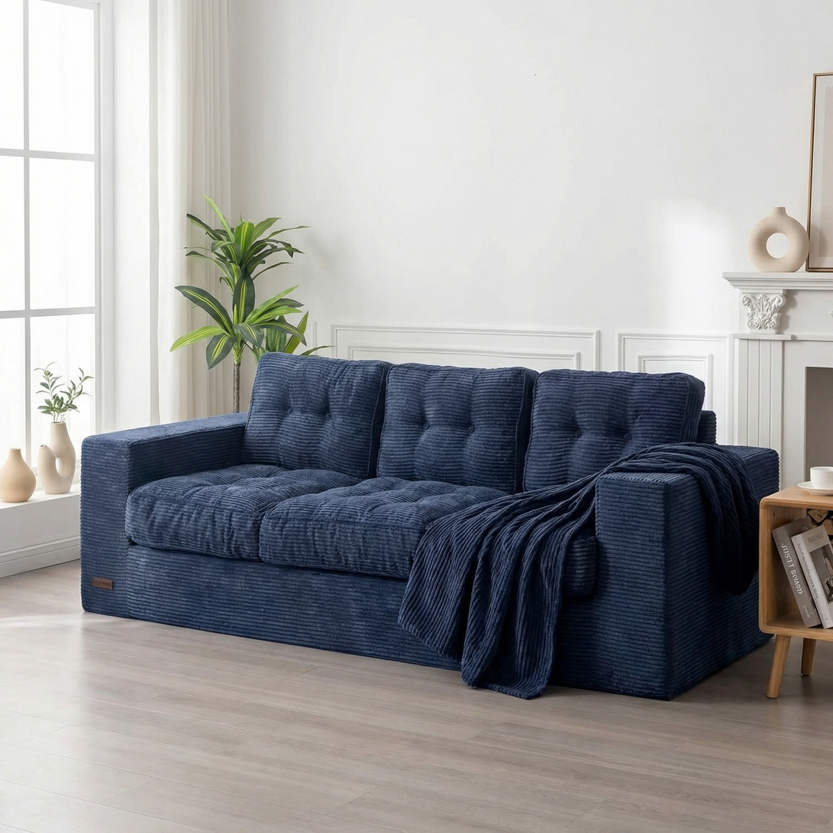 Sink into Luxe Comfort: Tufted Faux Fur Couch Bundle