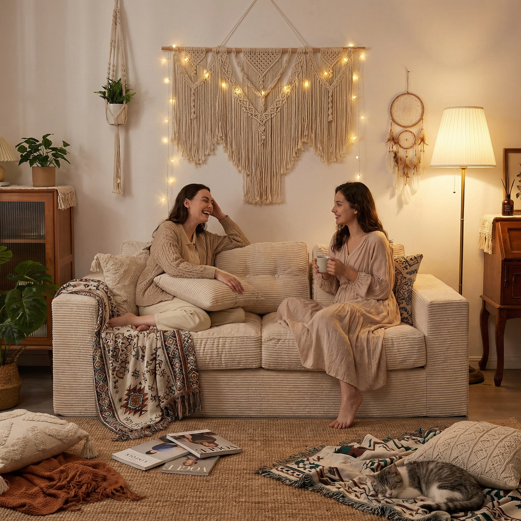 Sink into Luxe Comfort: Tufted Faux Fur Couch Bundle