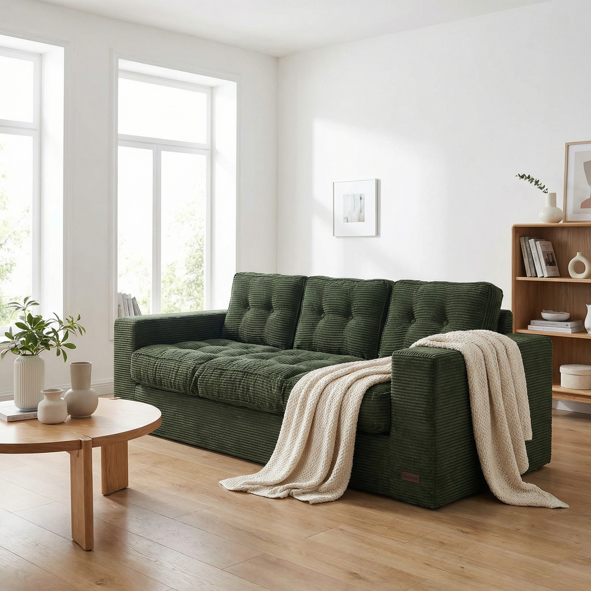 Sink into Luxe Comfort: Tufted Faux Fur Couch Bundle